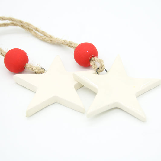 Small Star Ornaments with Hand Painted Wooden Beads