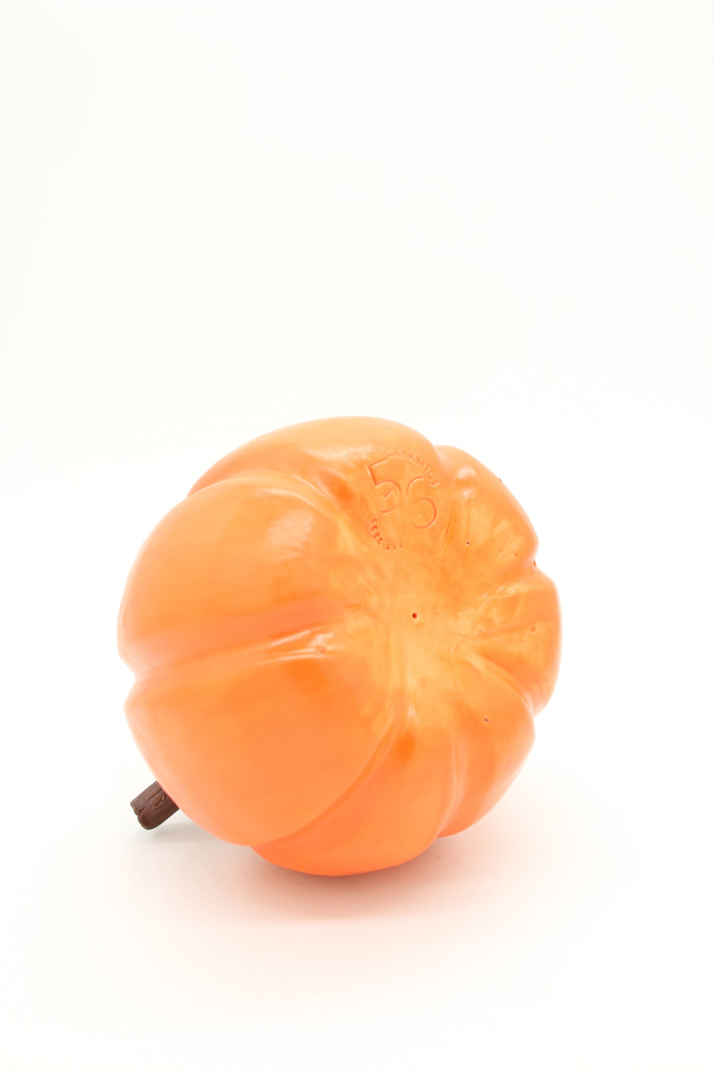 Handmade Ceramic Stoneware Dark Orange Pumpkin - Fall, Halloween Decor