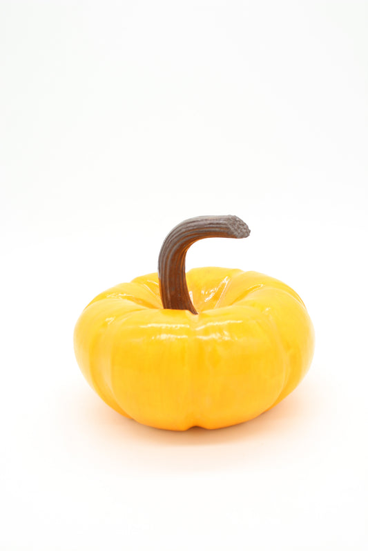 Handmade Ceramic Stoneware Orange Pumpkin - Fall, Halloween Decor