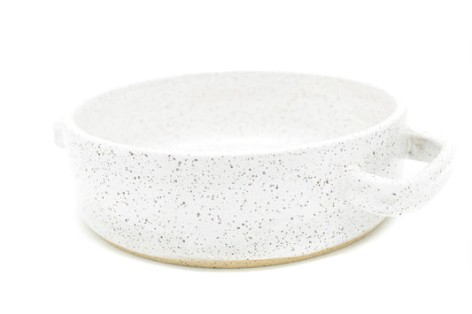 Speckled Buff Glossy White Bakeware Pans - Handmade Stoneware Kitchenware