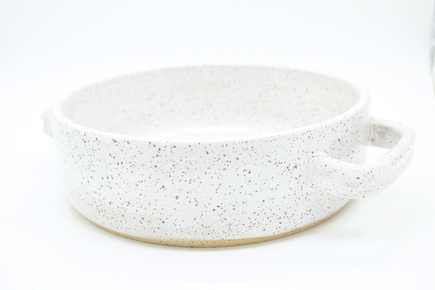 Speckled Buff Glossy White Bakeware Pans - Handmade Stoneware Kitchenware
