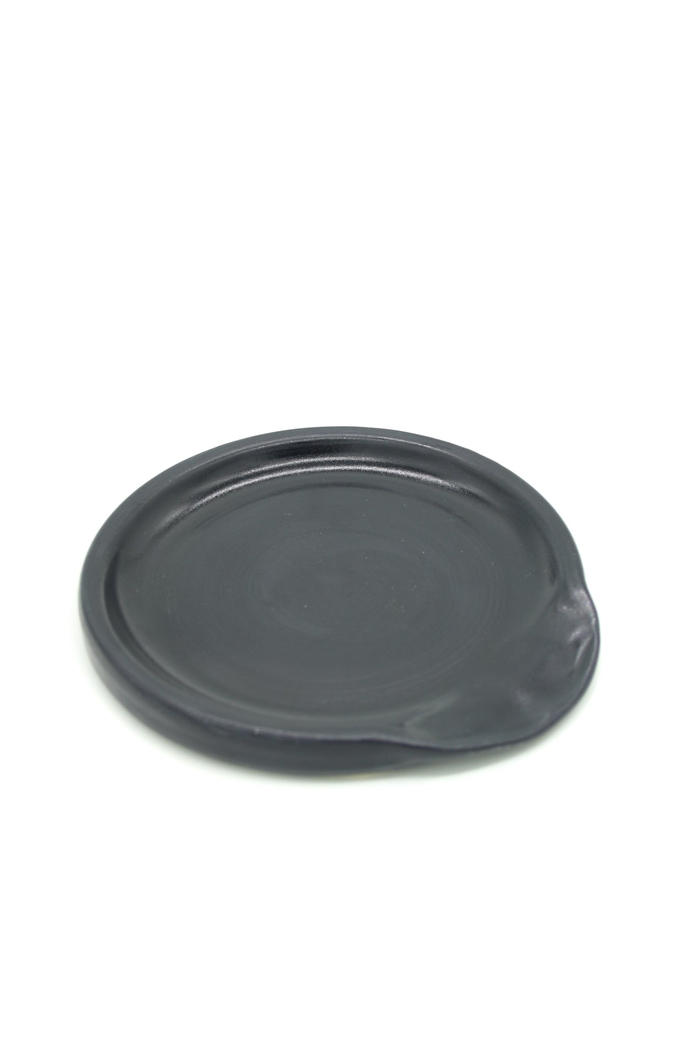 Black Satin Matte Stoneware Ceramic Spoon Rest - Wheel Thrown, Minimalist, Modern, Simple, Handmade Kitchenware