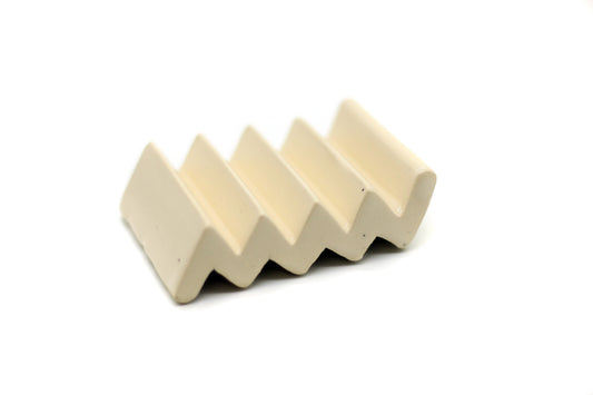 Handmade Ceramic Stoneware Soap Dish or Sponge Holder - Glossy Finish, Natural Cream White Ceramic Dish for Kitchen or Bath