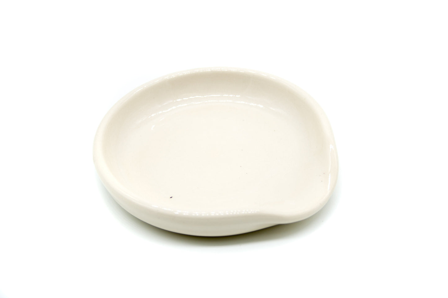 Natural White Stoneware Ceramic Spoon Rest - Wheel Thrown, Minimalist, Modern, Simple, Glossy, Handmade Kitchenware