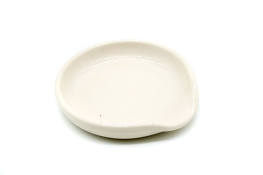 Natural White Stoneware Ceramic Spoon Rest - Wheel Thrown, Minimalist, Modern, Simple, Glossy, Handmade Kitchenware