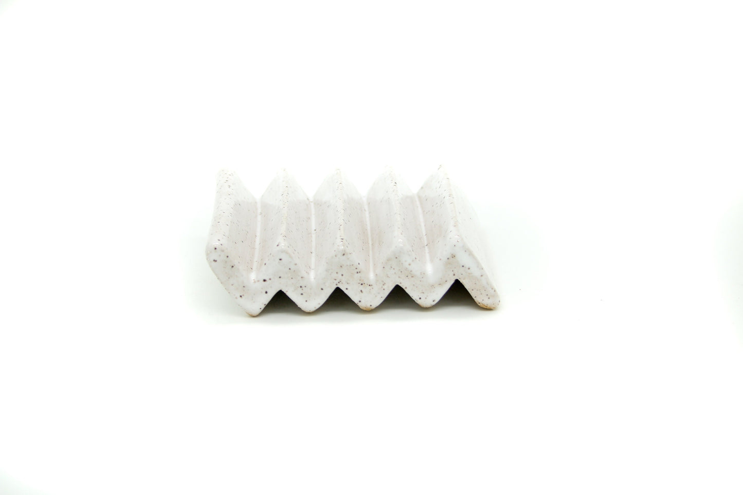Handmade Ceramic Stoneware Soap Dish or Sponge Holder - Glossy White Finish, Speckled Buff Ceramic Dish for Kitchen or Bath