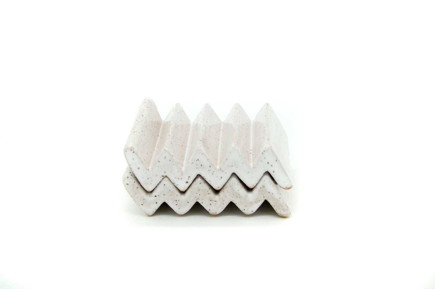 Handmade Ceramic Stoneware Soap Dish or Sponge Holder - Glossy White Finish, Speckled Buff Ceramic Dish for Kitchen or Bath