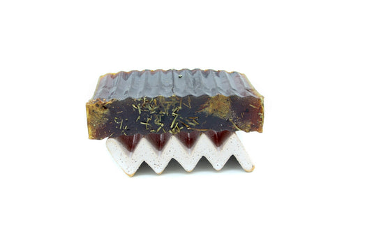 Handmade Ceramic Stoneware Soap Dish or Sponge Holder - Glossy White Finish, Speckled Buff Ceramic Dish for Kitchen or Bath