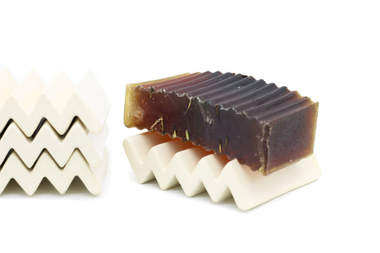 Handmade Ceramic Stoneware Soap Dish or Sponge Holder - Glossy Finish, Natural Cream White Ceramic Dish for Kitchen or Bath