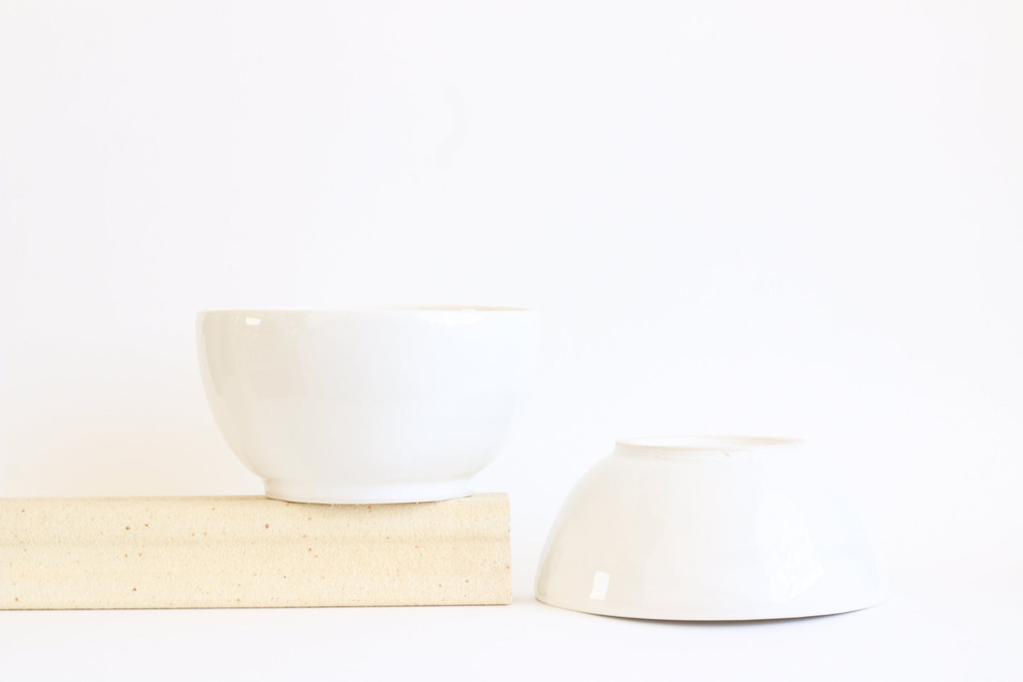 White Porcelain Salad Bowls - Wheel Thrown and Trimmed Porcelain Salad Bowl Dishes