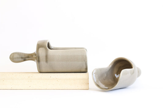 Ceramic Smoke Grey Dog Food Scoopers - Handmade Wheel Thrown Ceramic Stoneware Scoop for Multi-Purpose