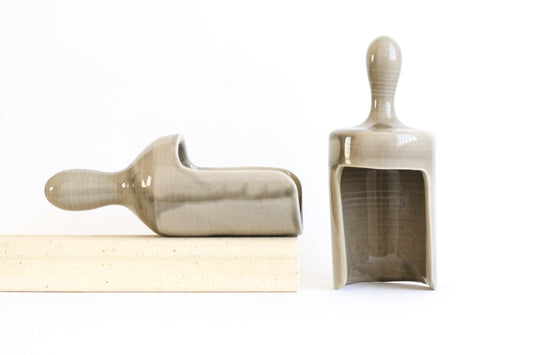 Ceramic Smoke Grey Dog Food Scoopers - Handmade Wheel Thrown Ceramic Stoneware Scoop for Multi-Purpose