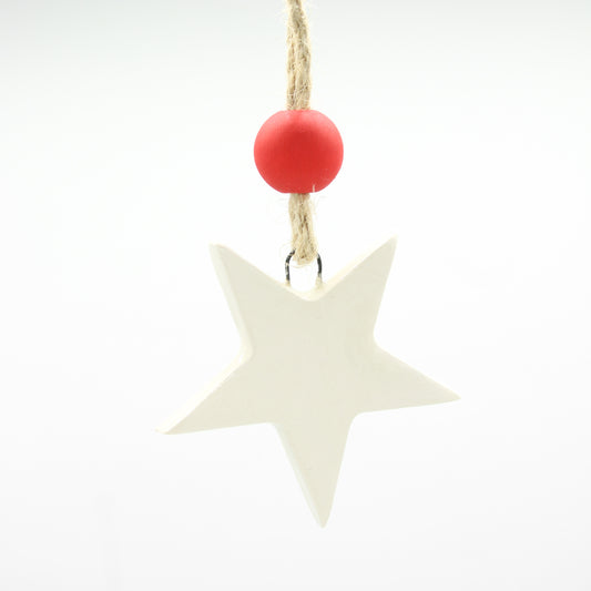 Small Star Ornaments with Hand Painted Wooden Beads
