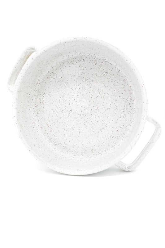 Speckled Buff Glossy White Bakeware Pans - Handmade Stoneware Kitchenware