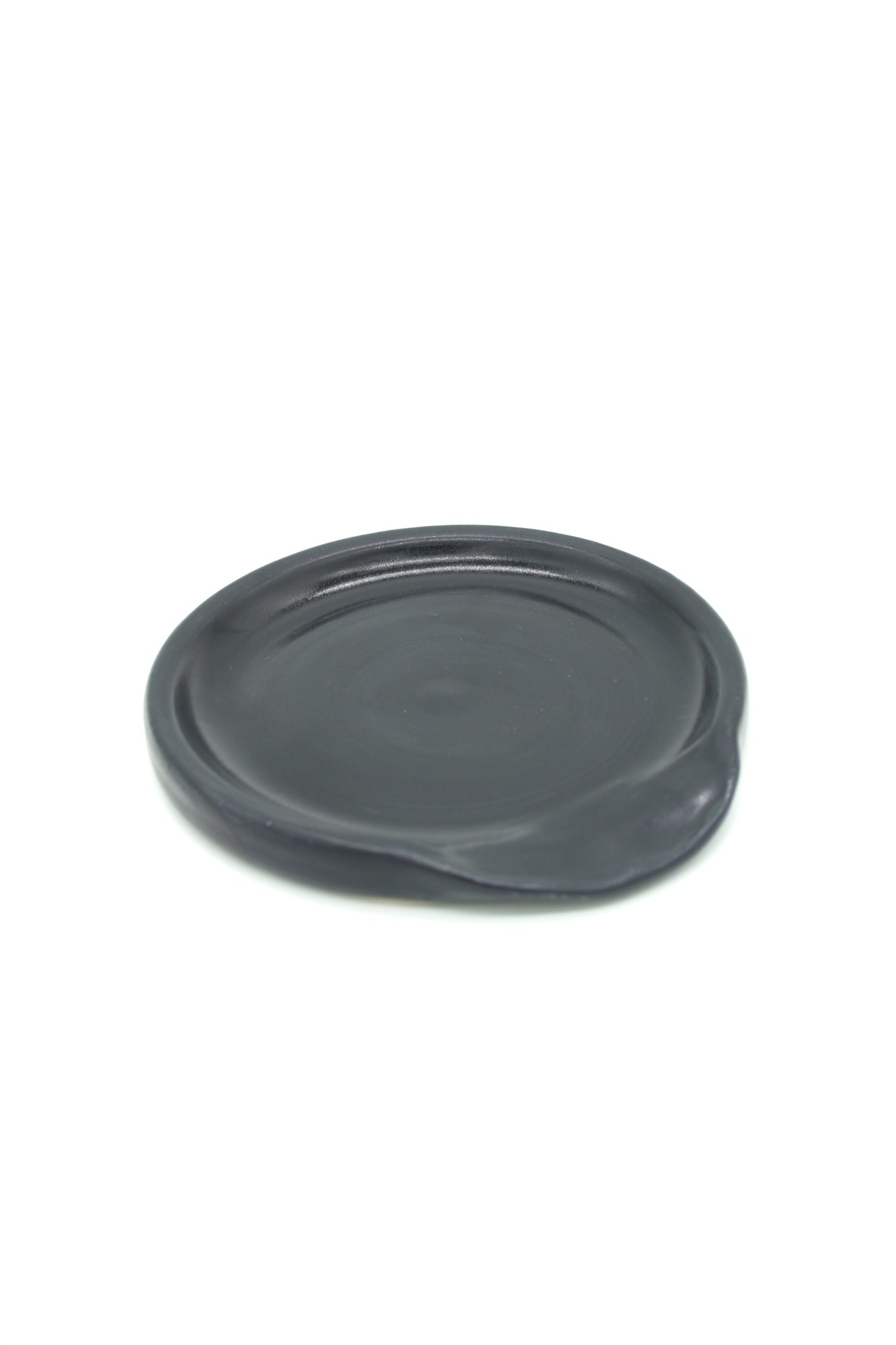 Black Satin Matte Stoneware Ceramic Spoon Rest - Wheel Thrown, Minimalist, Modern, Simple, Handmade Kitchenware