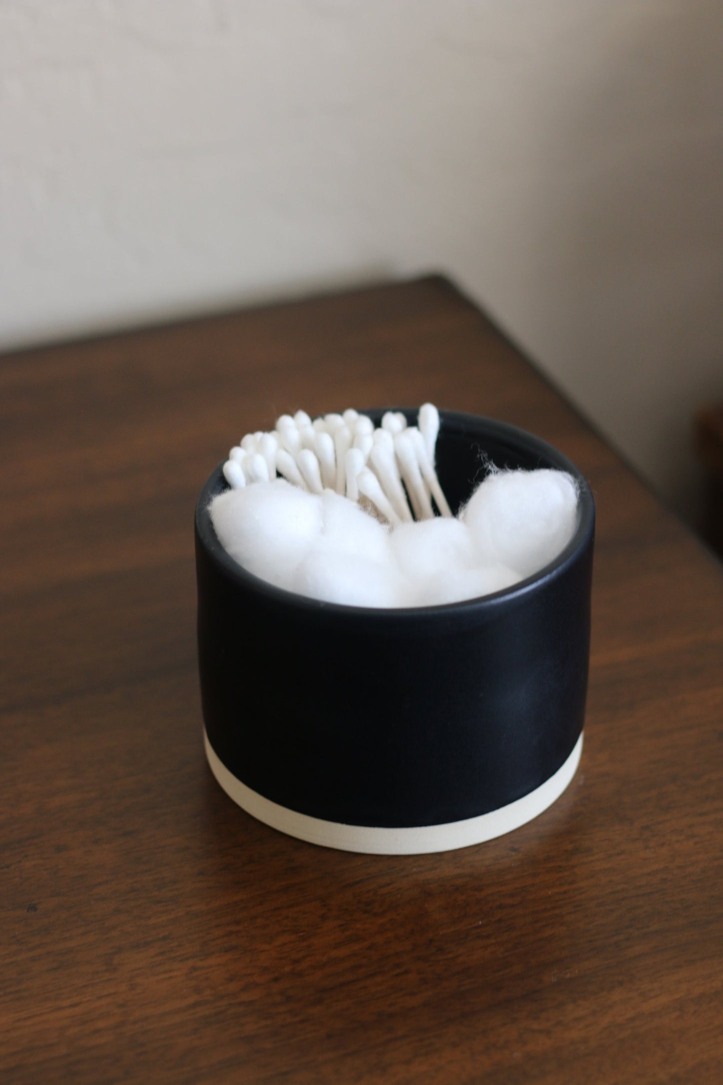 Satin Matte Black Stoneware Ceramic Cylinder, Paint Brush Cup, Bathroom Organizer - Wheel Thrown, Minimalist, Modern, Simple, Handmade