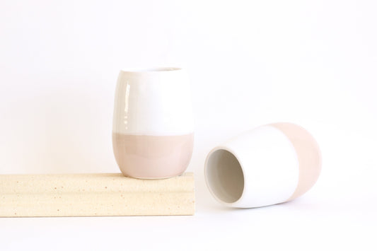 White & Desert Pink Wine Cups - Handmade Wheel Thrown Stoneware Ceramic Cocktail Drink Tumbler