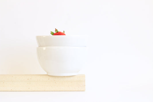 White Porcelain Salad Bowls - Wheel Thrown and Trimmed Porcelain Salad Bowl Dishes